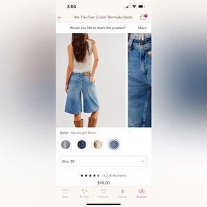 Free people we the free cruisin’ Bermuda shorts